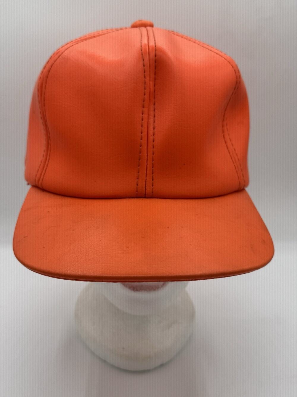 Vintage Young An Blaze Orange Vinyl Hunting Hat Ear Flap Cap Korea Size M